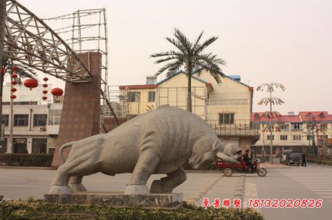 公园动物石雕拓荒牛