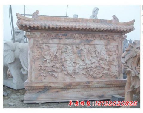 八仙过海浮雕晚霞红影壁