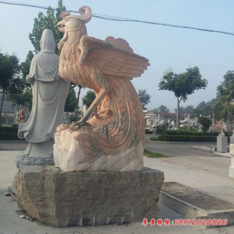 公园古代神兽凤凰石雕