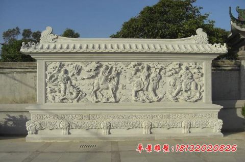 八仙浮雕石雕影壁