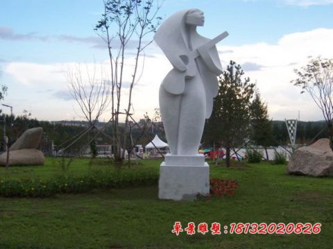 公园抽象弹吉他人物石雕