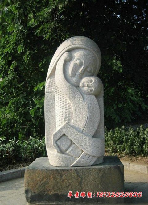 公园大理石抽象母子人物石雕