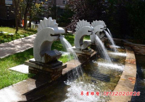 公园抽象喷水海马石雕