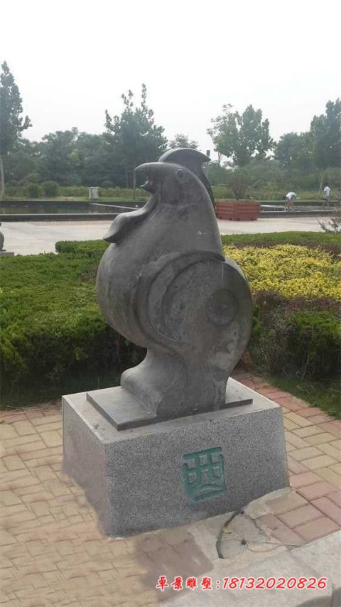 公园抽象十二生肖鸡石雕