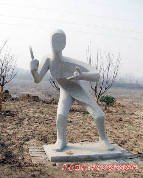 抽象打乒乓球人物石雕