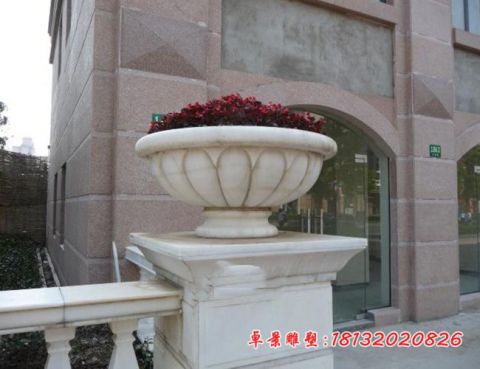 大理石公园石头花盆