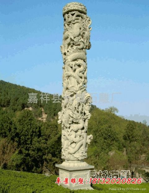 大理石宗教庙宇龙柱石雕