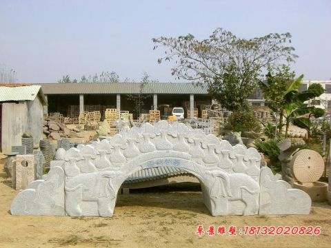 公园葫芦大象浮雕小桥石雕