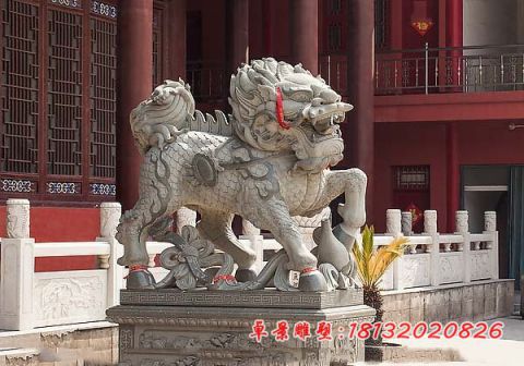 寺庙门前大理石如意麒麟石雕