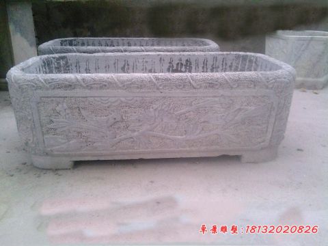 园林仿古方形石水缸