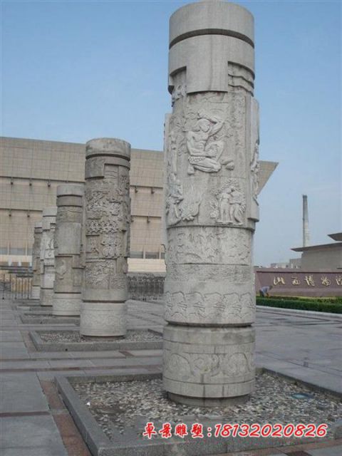 大理石广场文化柱石雕