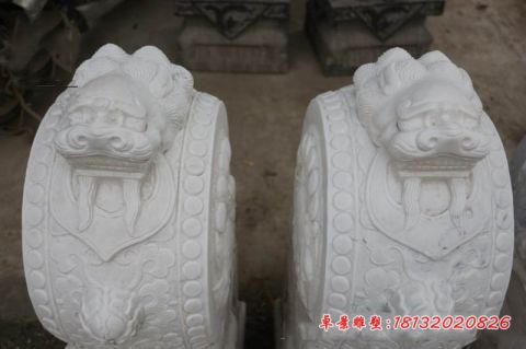 麒麟浮雕汉白玉门墩