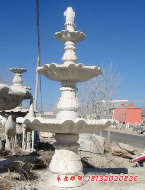 公园汉白玉三层石喷泉