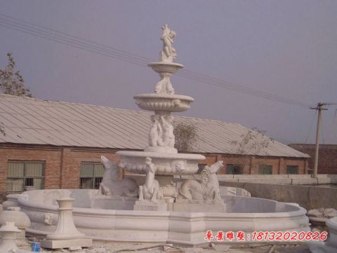 汉白玉欧式马头喷泉石雕