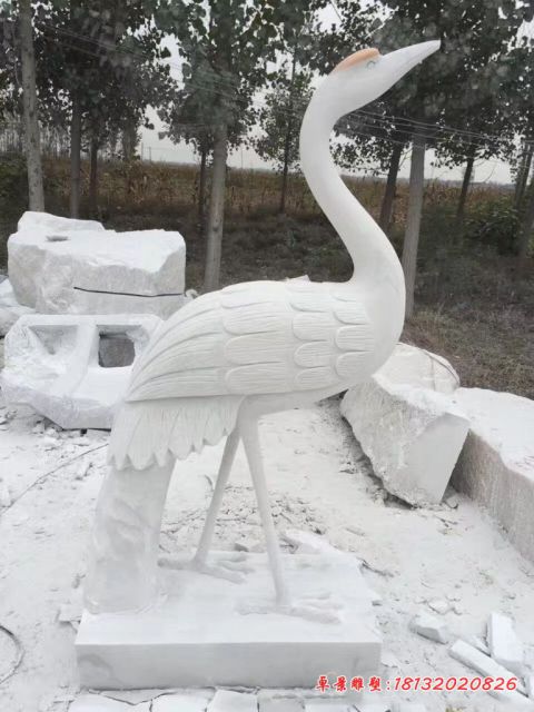 汉白玉小区动物石雕仙鹤