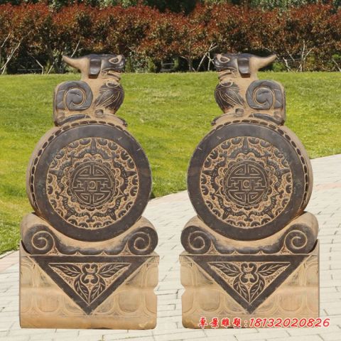 青石貔貅抱鼓石门墩