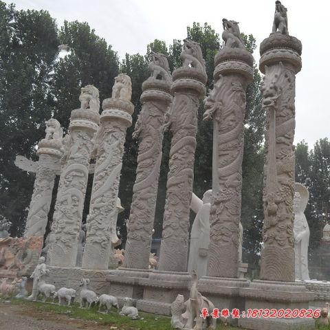 园林广场大理石龙柱