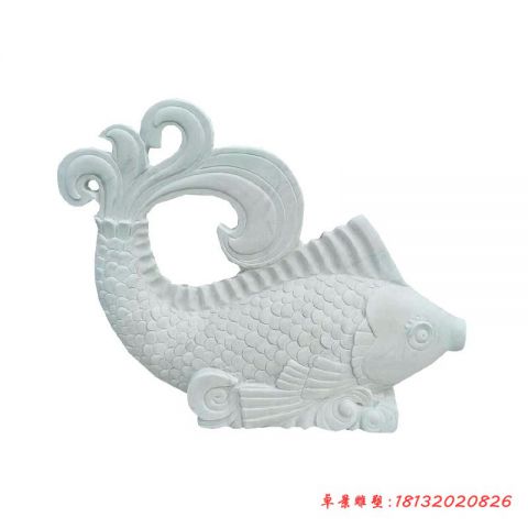 公园大理石喷泉鱼石雕