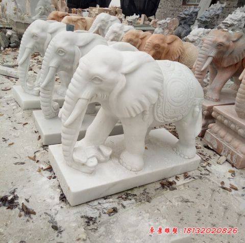 大理石门前石头大象