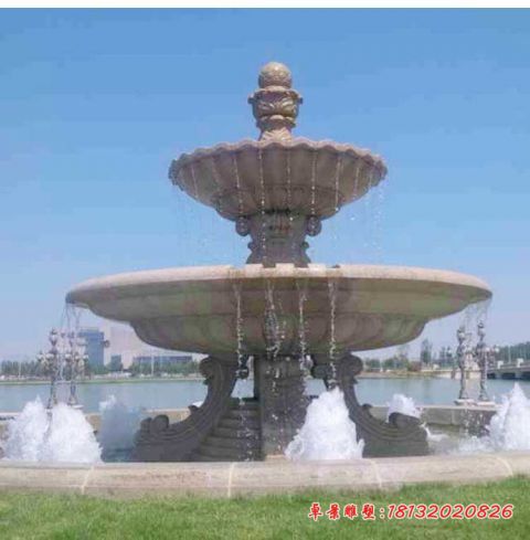 广场欧式双层石雕喷泉