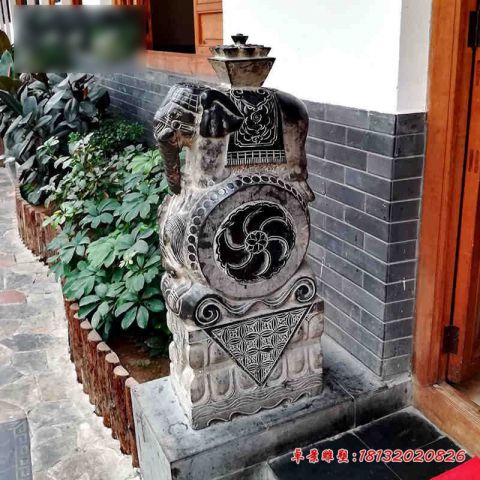 仿古抱鼓石小象石门墩