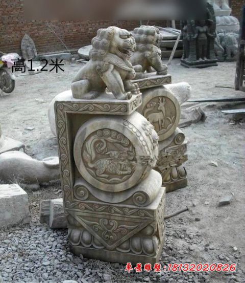 仿古狮子抱鼓石门墩