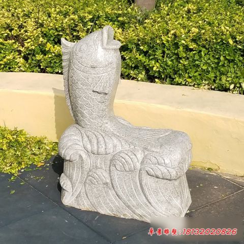 公园动物喷水鱼石雕