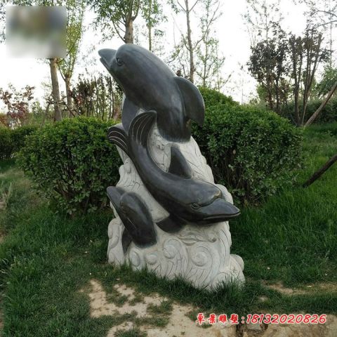 公园动物摆件石雕海豚