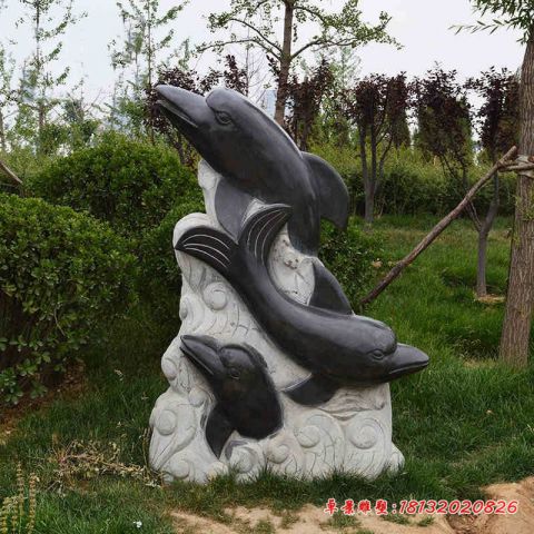 公园动物摆件海豚石雕