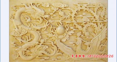 砂岩龙凤壁画石浮雕