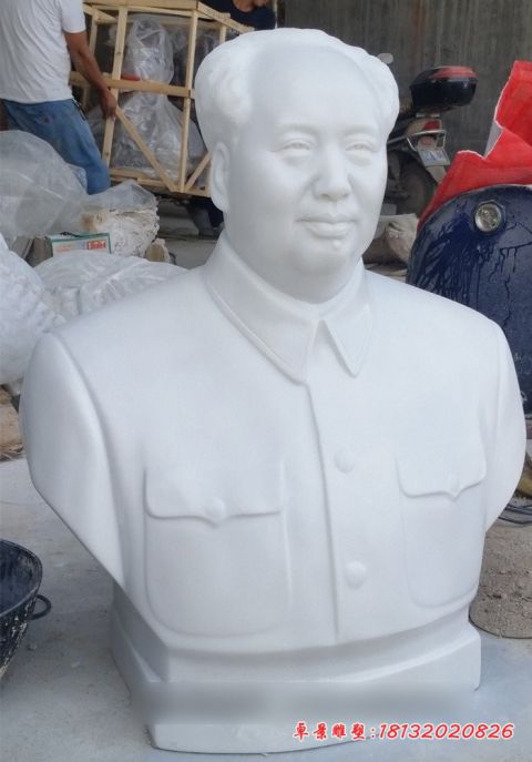 汉白玉毛主席胸像伟人石雕