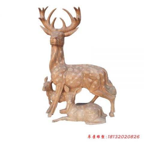 小区动物晚霞红梅花鹿