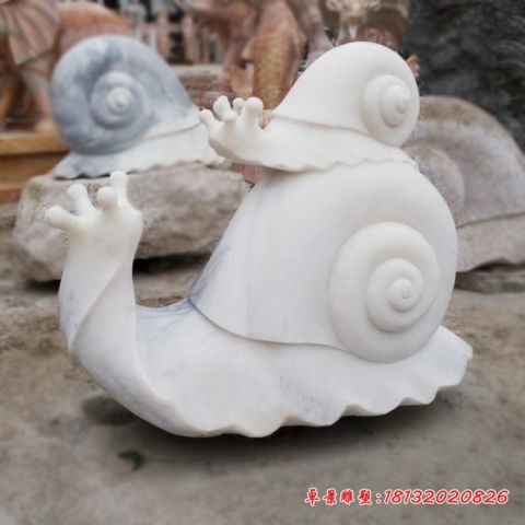 公园动物汉白玉母子蜗牛石雕
