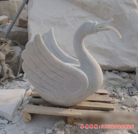 公园动物大理石喷水天鹅