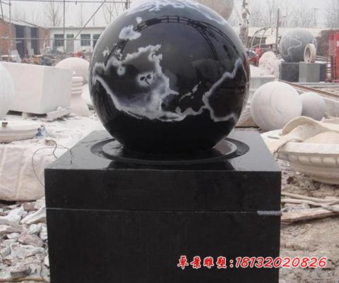 中国黑企业风水球石雕