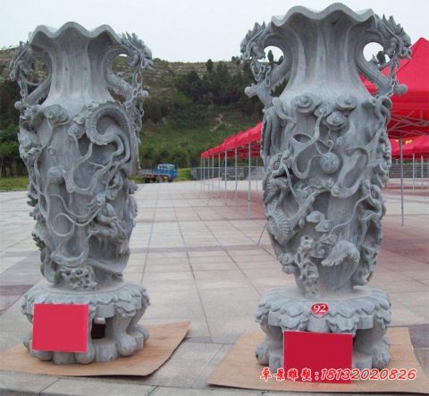 广场青石仿古花瓶石雕