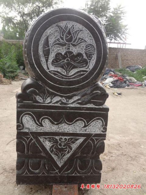 青石仿古莲花门墩抱鼓石