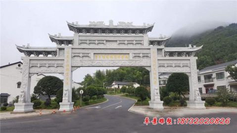 大理石三门道路石雕牌坊