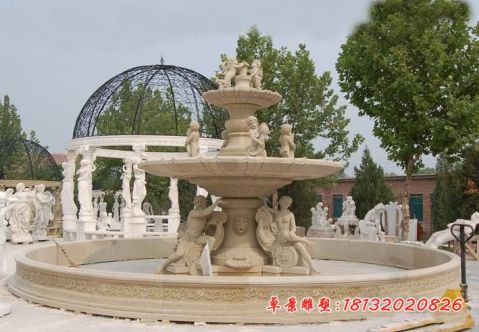 广场砂岩西方人物欧式喷泉石雕