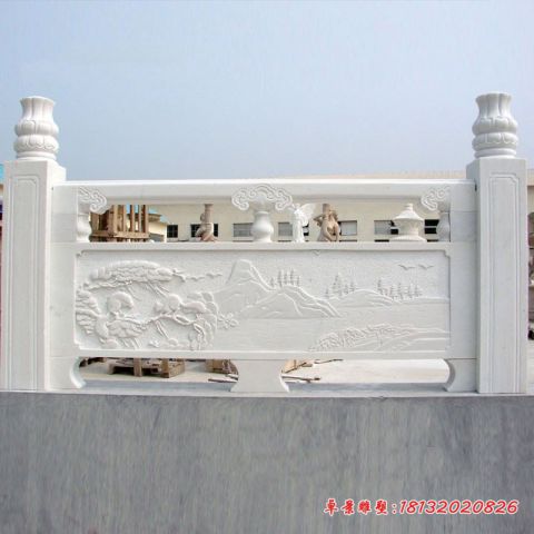 山水风景浮雕栏板石雕