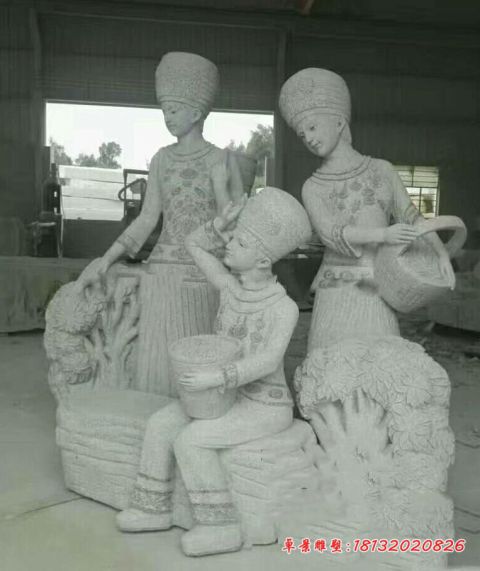 公园大理石少数民族石雕人物