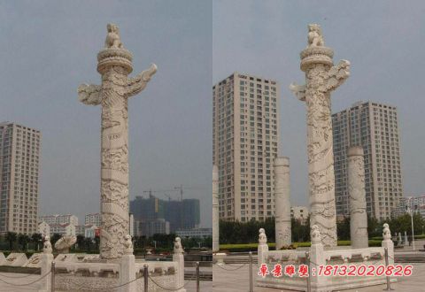 广场大理石龙柱华表石雕