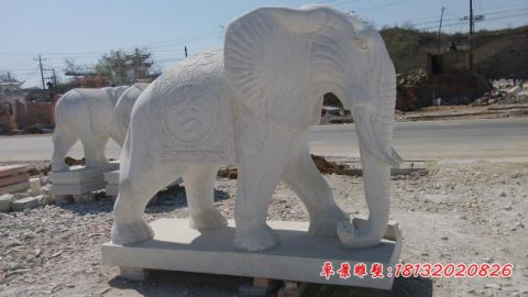 门口招财吉祥大象石雕