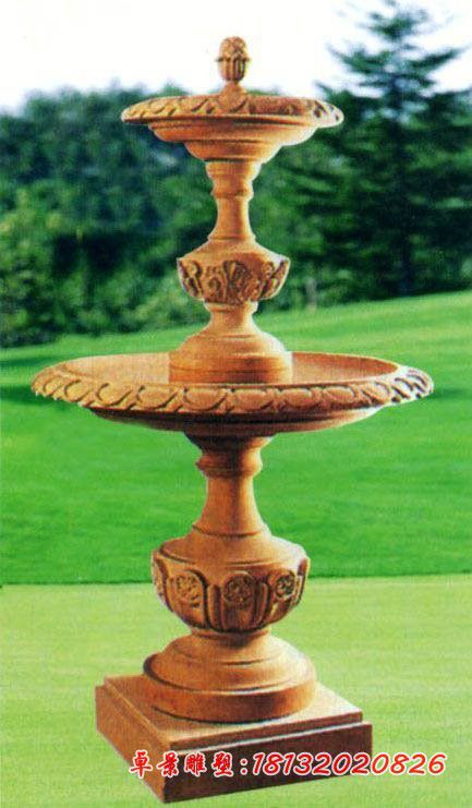 别墅晚霞红双层石喷泉