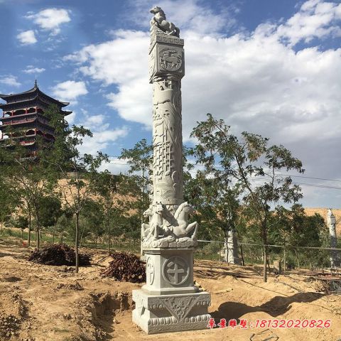 景区十二生肖文化柱石雕