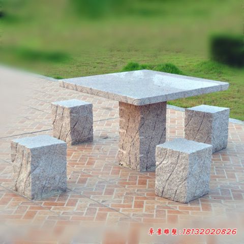 公园大理石方形石桌子石凳