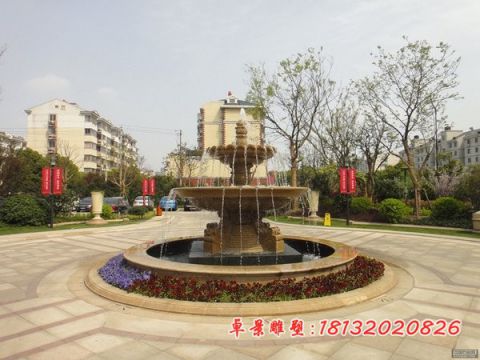 小区花岗岩双层喷泉石雕