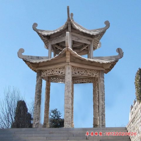 大理石亭子双层石凉亭