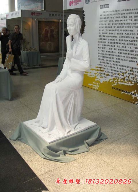 公园汉白玉古代人物石雕