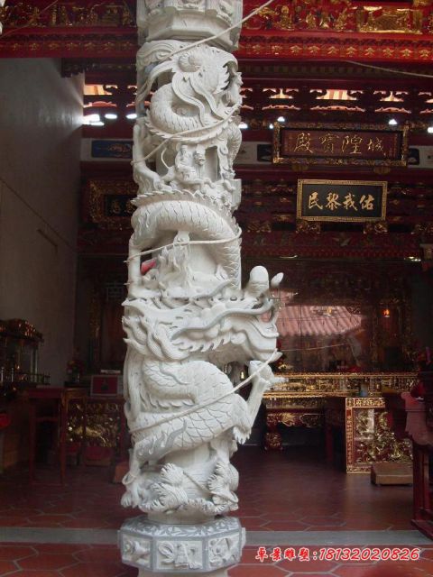 大理石寺庙龙柱石雕
